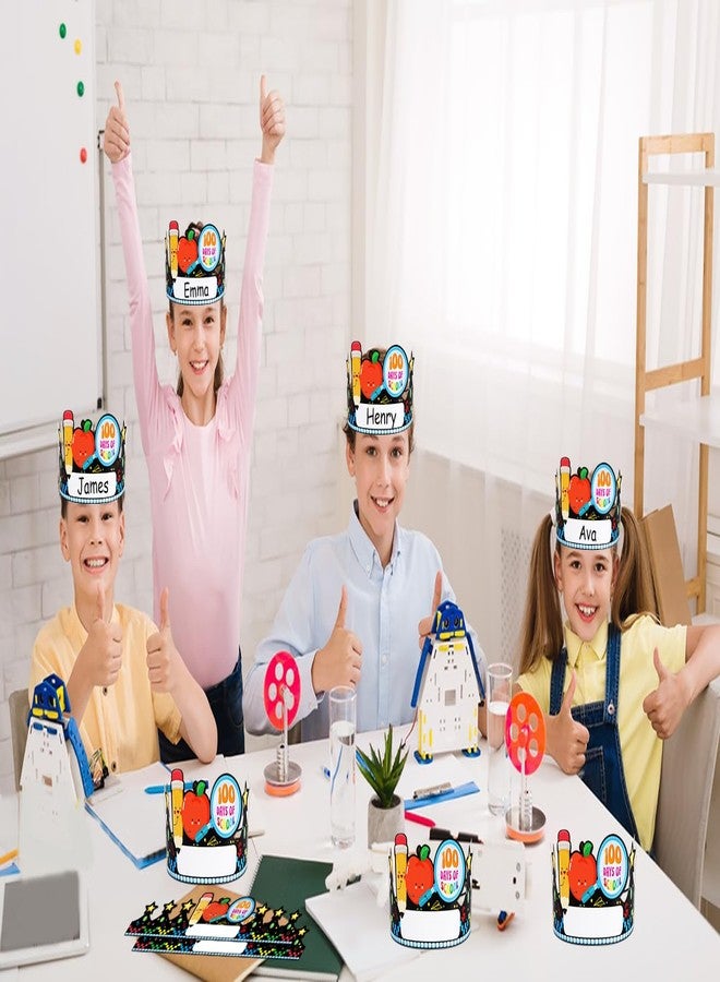 WhatSign 100th Day School Paper Crowns for Kids - 24 Pcs, Decorations, Birthday Party Hats for Classroom Supplies - Image 4